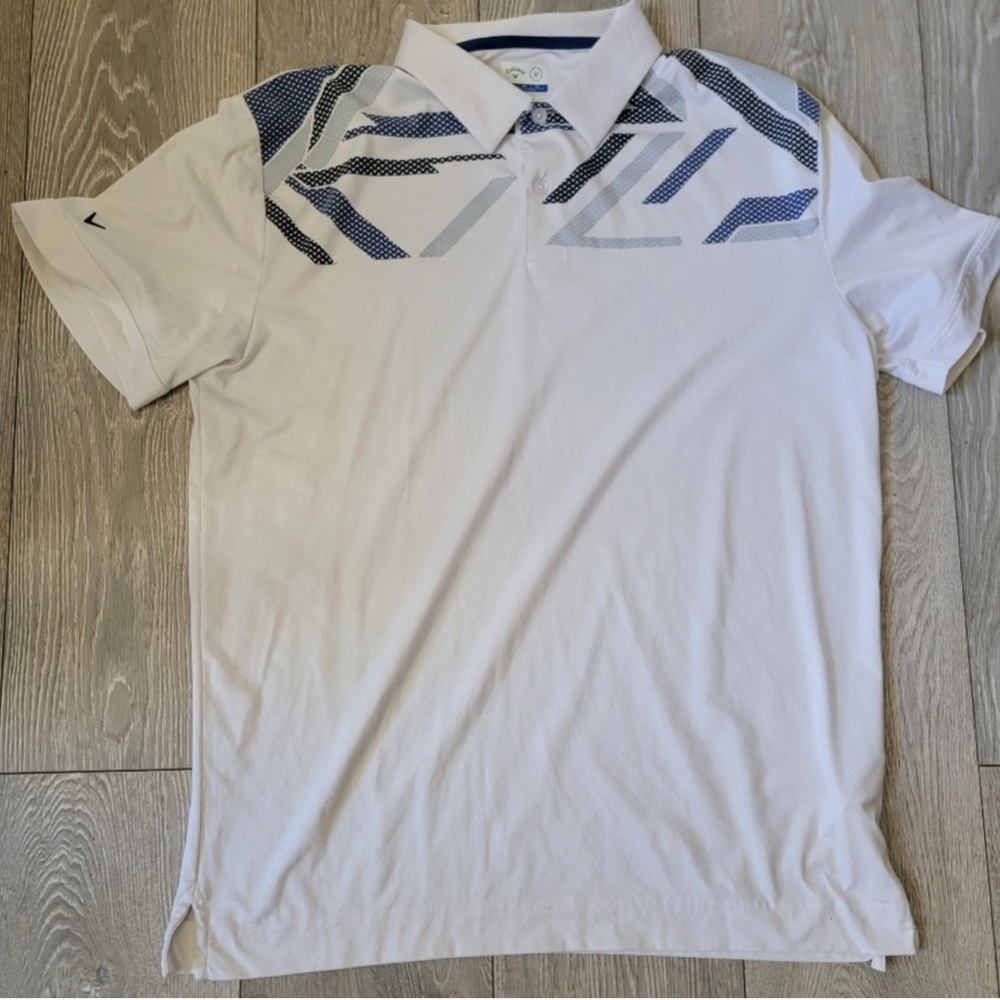 Callaway White Golf Polo with Navy Accents